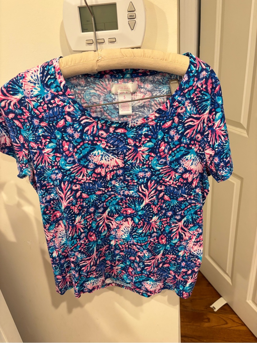 Stella Parker Navy Short-Sleeve Tee with Pink & Teal Floral Print